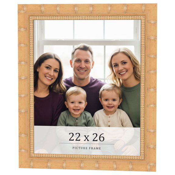 22x26 Light Brown Bamboo Real Wood Picture Frame Width 1.5 inches | Interior Frame Depth 0.5 inches