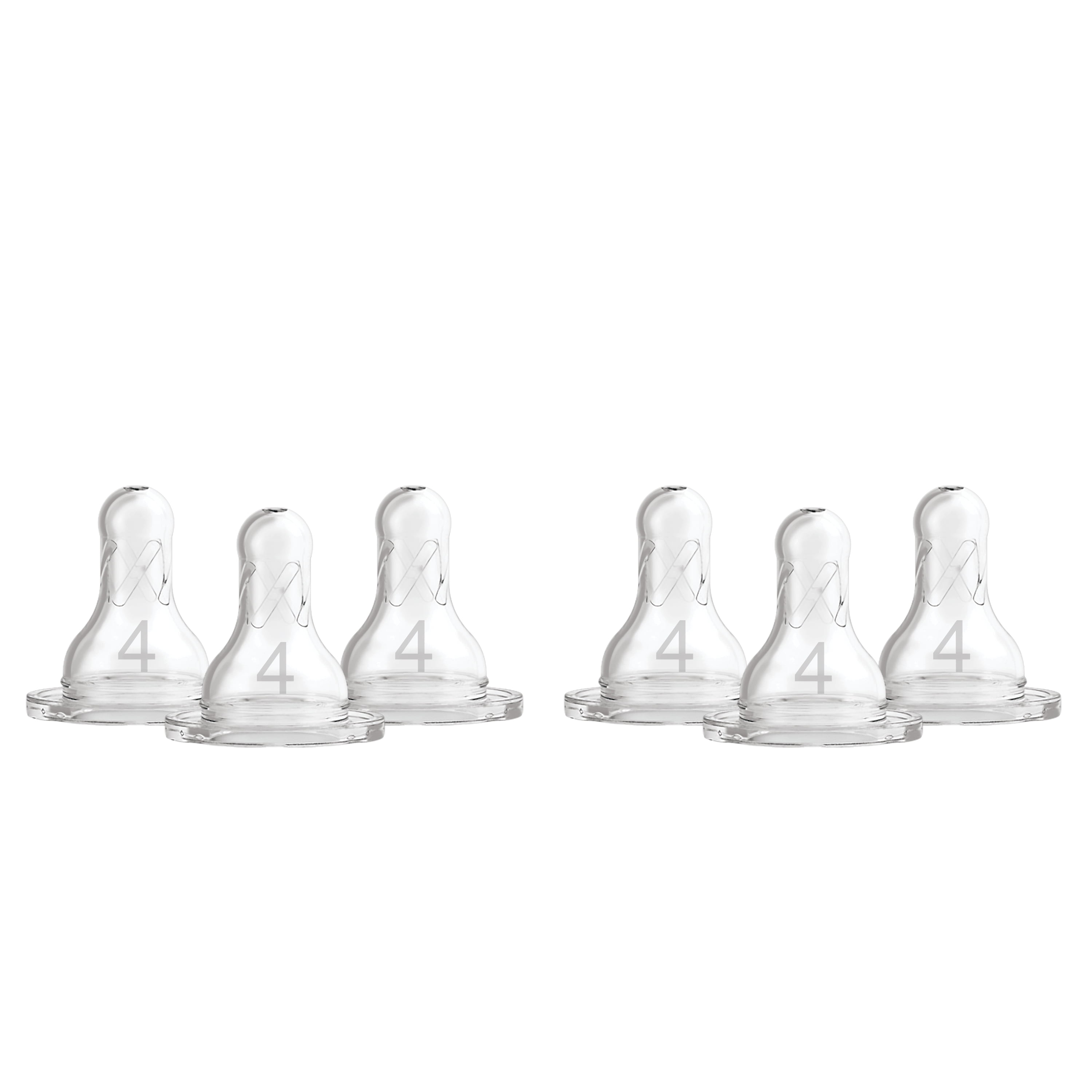 (3 pack) Dr. Brown's Natural Flow Level 4, Narrow Baby Bottle Nipple, Fast Flow, 9m+, 100% Silicone, 6 Pack