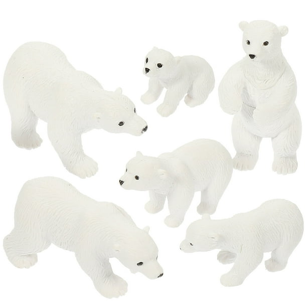 GOOHOCHY 6 piezas de adorables osos blancos simulados, artesanías en miniatura, osos polares, micro paisajes decorativos.
