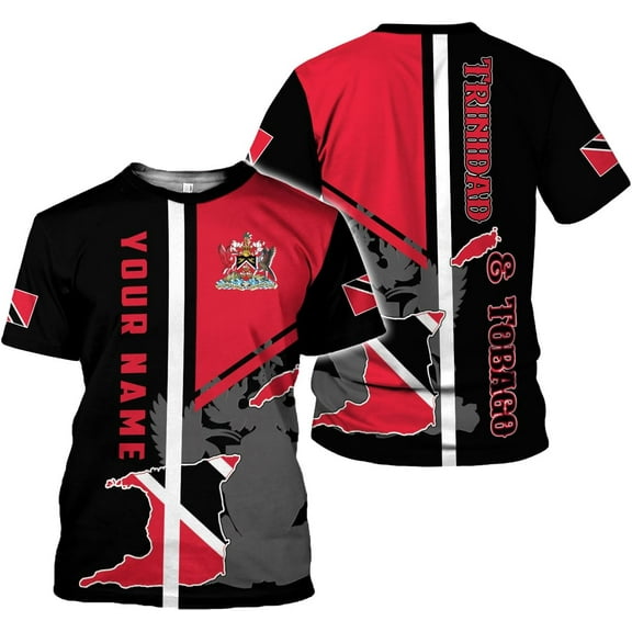 Personalized Trinidad & Tobago Shirts Trinidad and Tobago Coat of Arms Flag 3D Shirts Trinidad Pride Gift (S)
