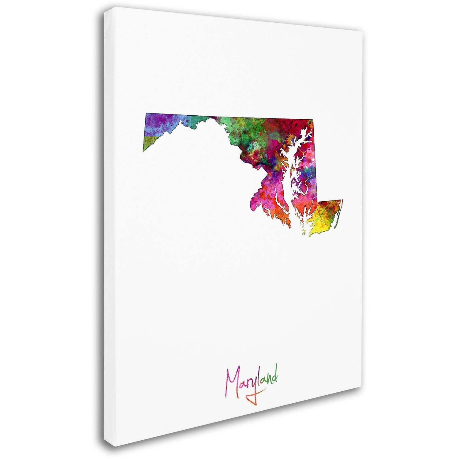 Trademark Fine Art "Maryland Map" Canvas Art by Michael Tompsett