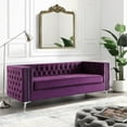 thumbnail image 2 of Posh Living Levi Tufted Velvet 3-Seat Sofa with Nailhead Trim in Purple, 2 of 8