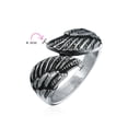 thumbnail image 3 of Bling Jewelry Mens Biker Jewelry Angel Wing Band Ring Oxidized Stainless Steel, 3 of 6