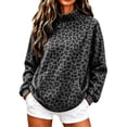 thumbnail image 2 of Zorvxlyn Mock Neck Leopard Pullover Sweatshirts for Women Turtleneck Long Sleeve Pullover Tops with Pocket Fall Winter Drop Shoulder Y2k Vintage Trendy Pullover Sweaters for Women, 2 of 5