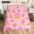 thumbnail image 2 of Funda de edredón con temática navideña de hombre de jengibre, funda de edredón navideña, juego de cama con dibujo de muñeco de nieve y árbol de Navidad, funda de edredón rosa, 2 of 8