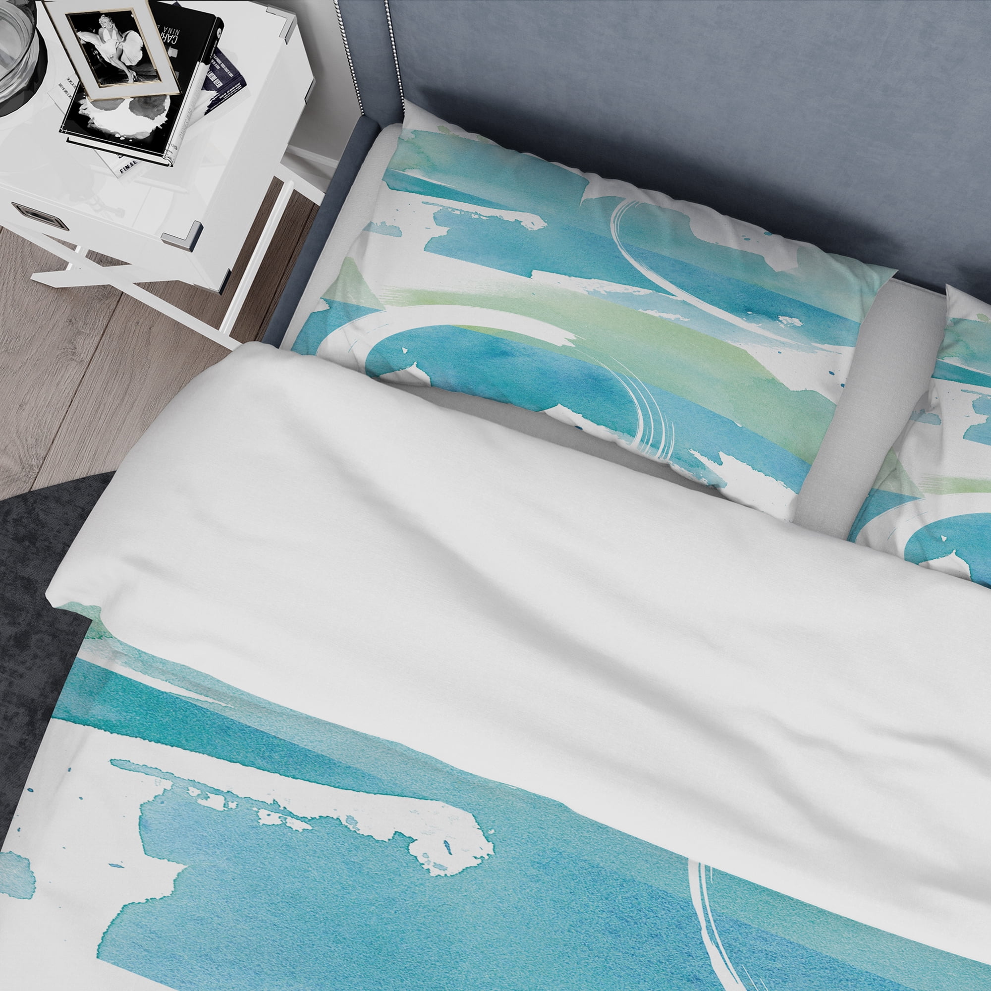 Designart 'Coastal watercolors I' Geometric Duvet Cover Set
