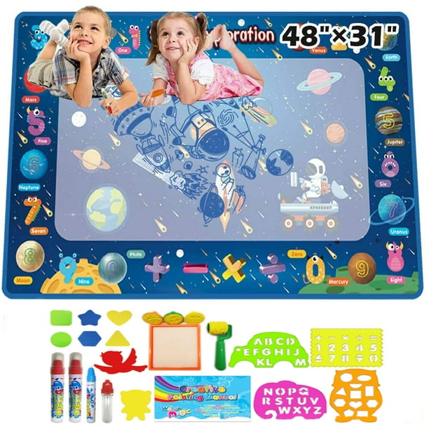 VGEBY tapis de peinture à l'eau Tapis de coloriage à l'eau pour enfants  Motif animal de dessin animé mignon Tapis de dessin pour