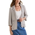 thumbnail image 4 of INSPIRE CHIC Women's Striped 3/4 Sleeves One Button Notched Lapel Casual Blazer S Grey, 4 of 6