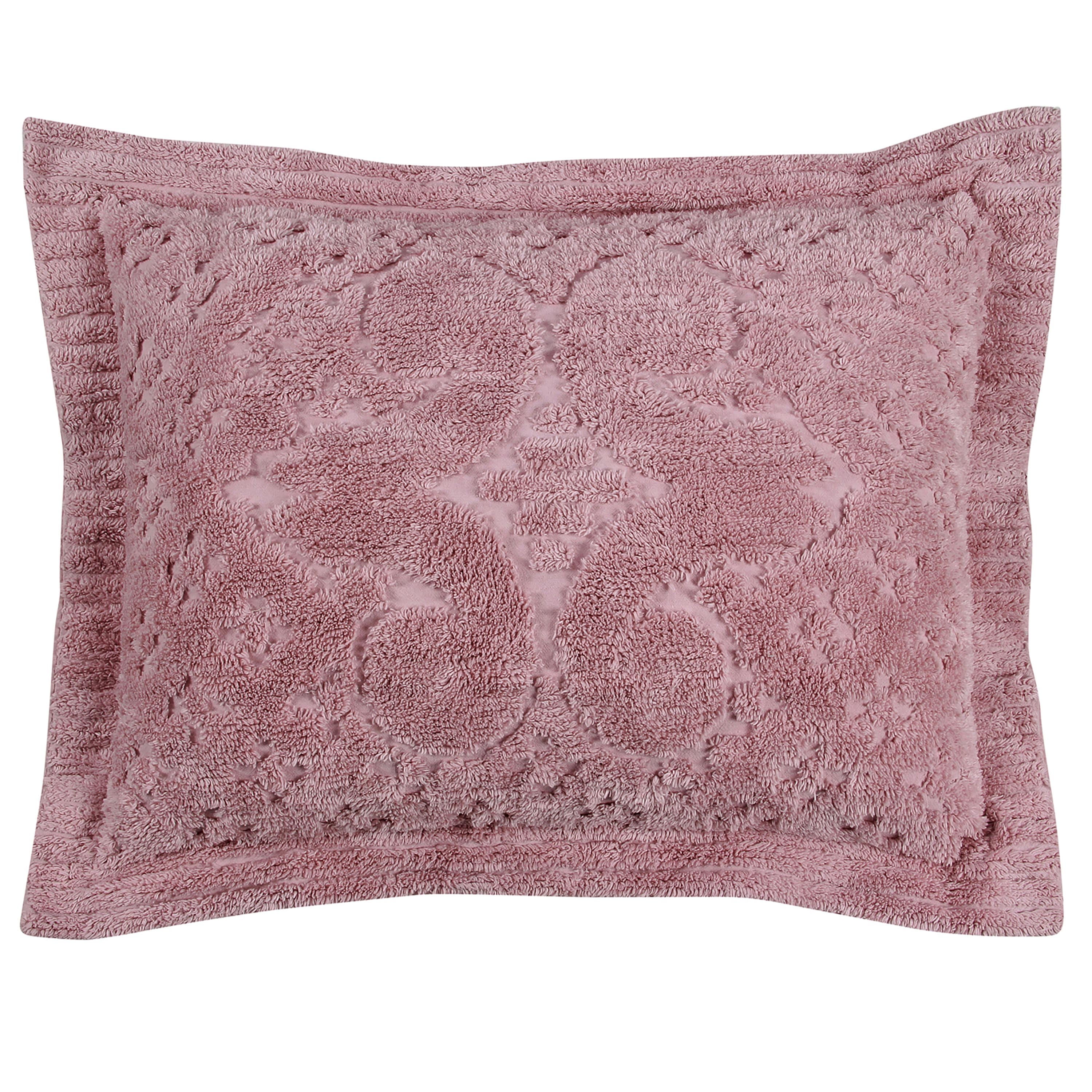 Better Trends 2 Piece Chenille Bedspread Set for Twin Bedspread 100% Cotton Lightweight Bedspread for all Season Ashton Collection (Pink)
