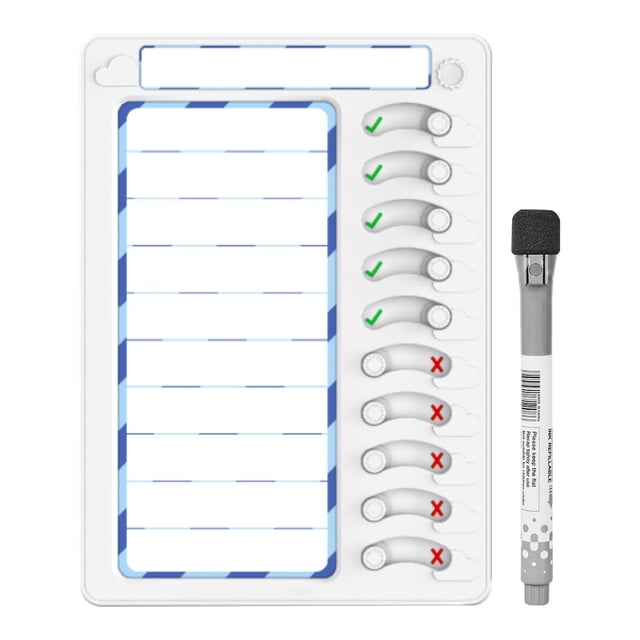Chores Chart Board, Sliding Routine Checklist, Task Planning Board With Sliders And Marker, Visual Schedule Reminder for Household Planning And Daily Arrangement,White