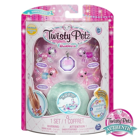 Twisty Petz, Series 2 Babies 4-Pack, Ponies and Puppies Collectible Bracelet and Case (Teal) for