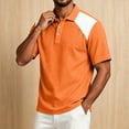 thumbnail image 7 of OIOLOYJM Polo Shirts for Men Raglan Short-Sleeve Relaxed Fit Casual Quick Dry Cotton Linen Patchwork Golf Shirts Lightweight Business Running Collared Clothes Saffron S, 7 of 7