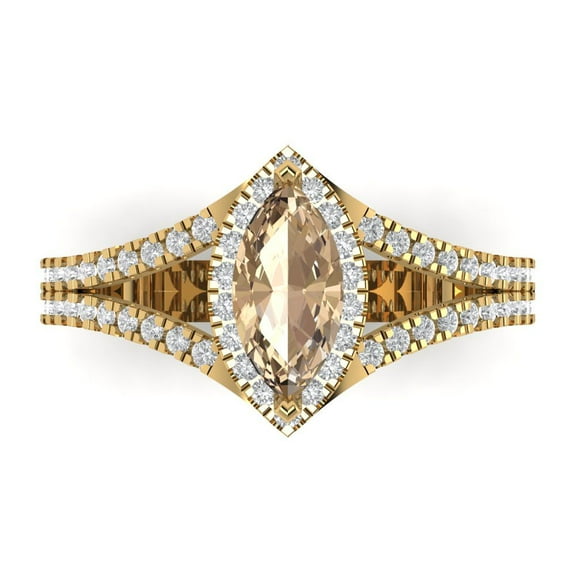 Halo Engagement Ring for Women - 1.2ct Yellow Moissanite in 18K Yellow Gold Promise Ring