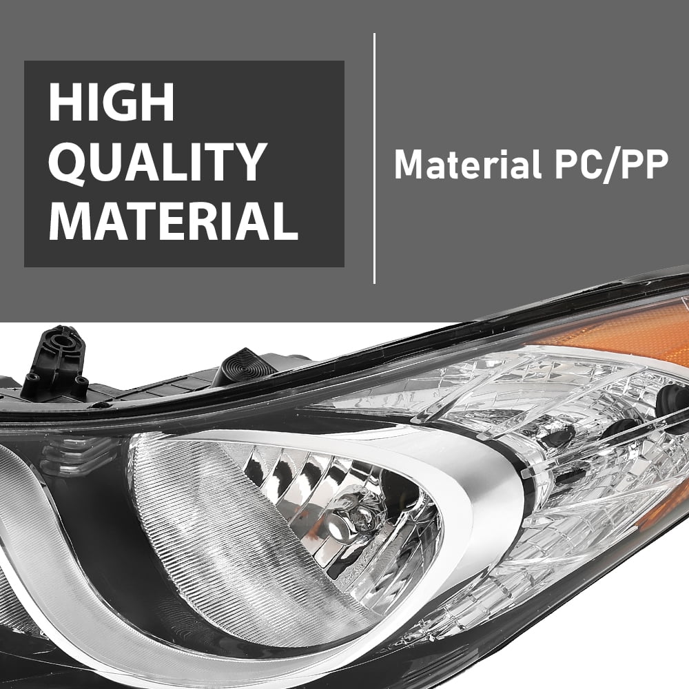 CROSSDESIGN Halogen Headlight Assembly Headlamp Fit for 2011-2013 Hyundai Elantra