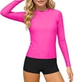 thumbnail image 3 of FSYBOA Girls Rash Guard Swimsuits, Holiday Long Sleeves Quick Dry 2 Piece Kids Bathing Suit Swimwear Hot Pink Size 3-4T, 3 of 7