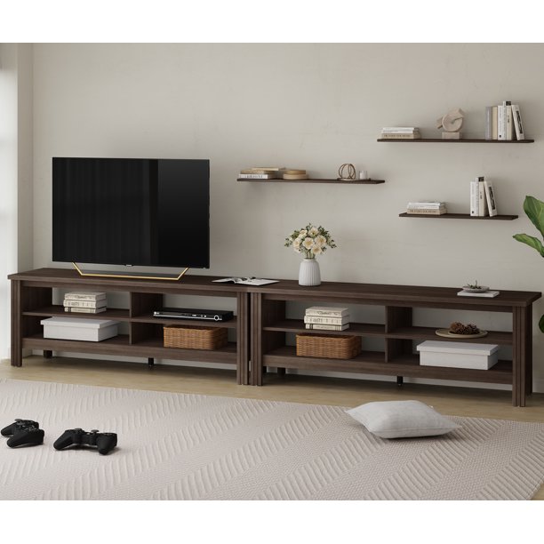 Tv Stand For 90 Inch Tv Entertainment Center Espresso Tv Console Table For 85 80 100 Inch Tv With 8 Storages For Living Room Bedroom Walmart Com