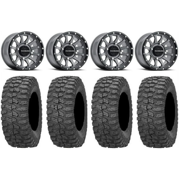Raceline Trophy 14" Grey Wheels 30" Rock-A-Billy Tires Can-Am Commander Maverick Renegade Outlander Defender