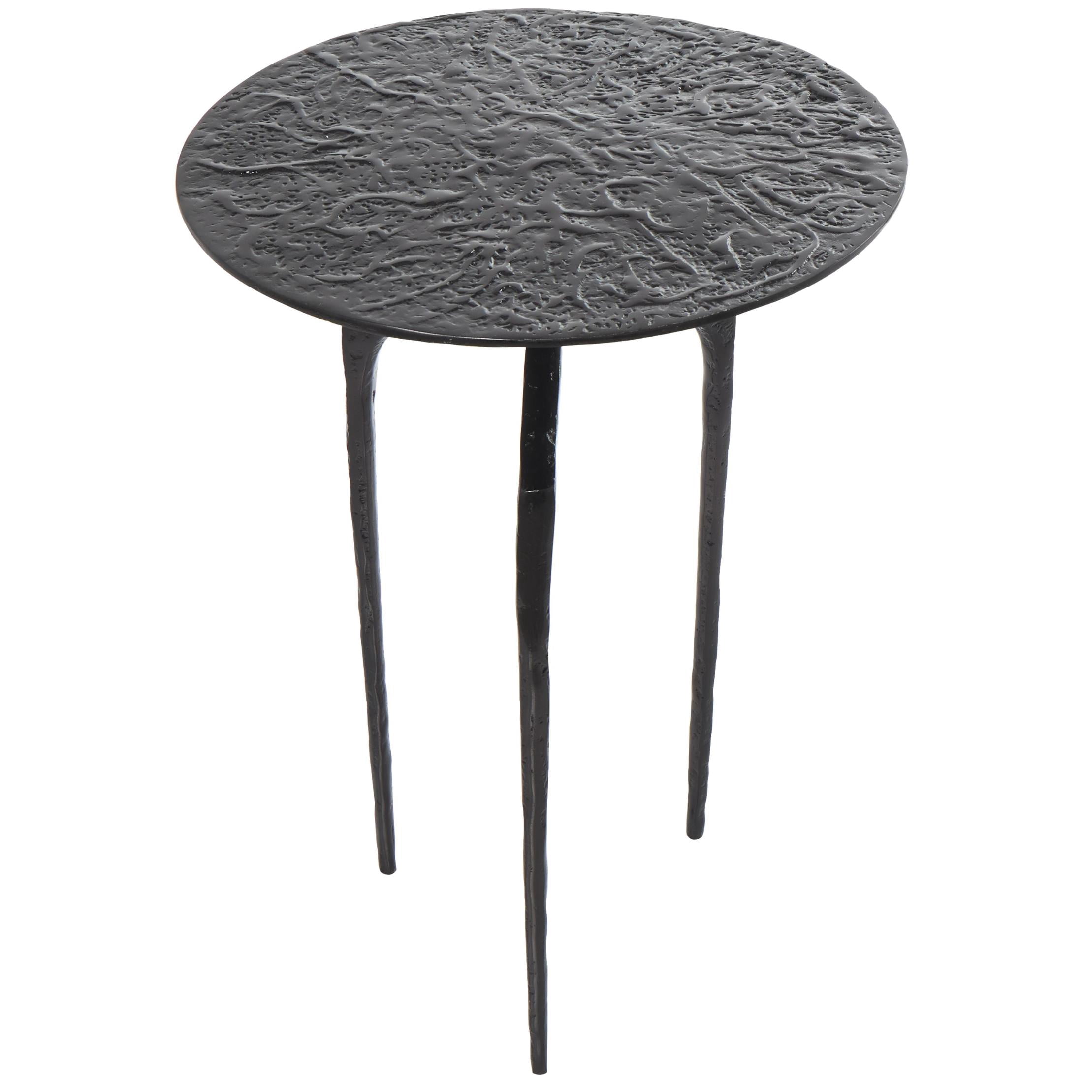 DecMode 15" x 22" Gray Aluminum Metal Slim Textured Geometric Accent Table, 1-Piece