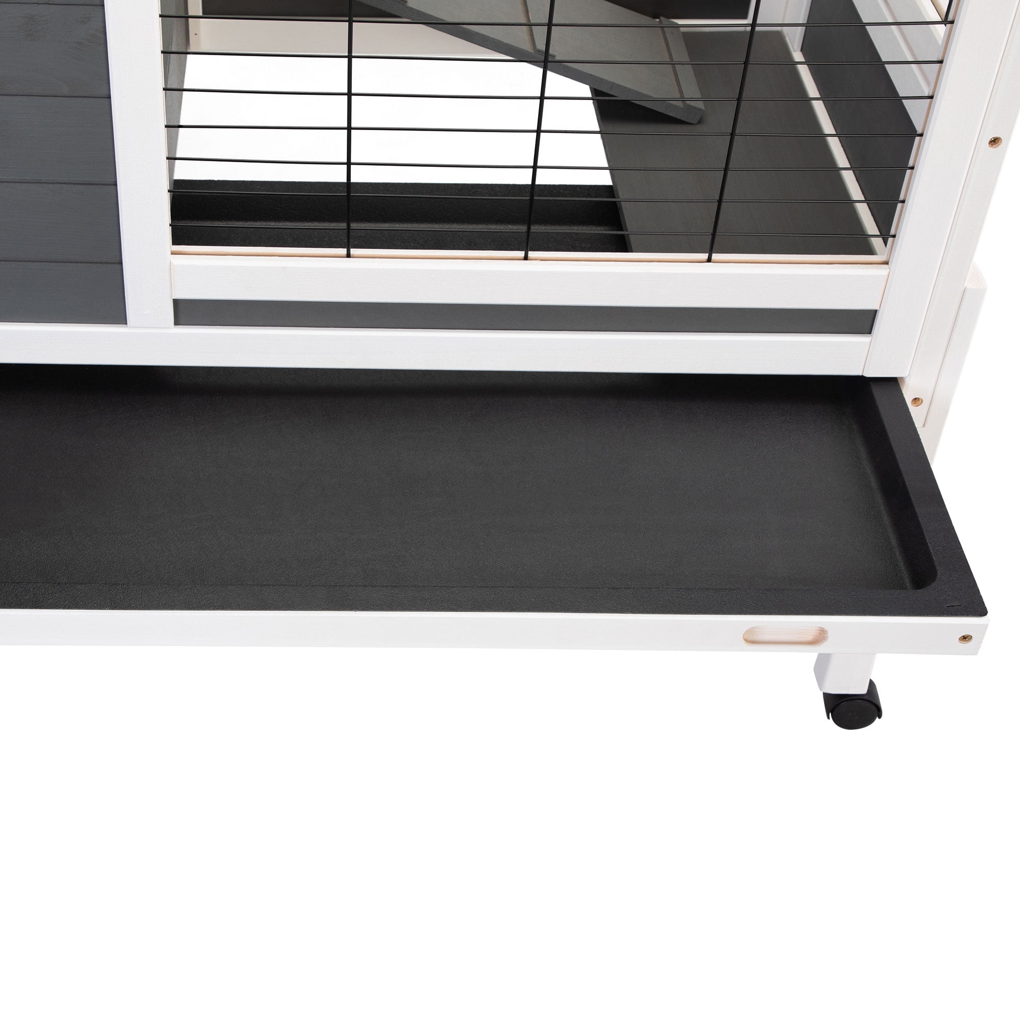 Pefilos 36 Inch Rabbit Hutch for Indoor Bunny Cage Wooden Guinea Pig House with Wire Floor, Wheels, Leak-Proof Tray, Gray Pefilos 36 Inch Rabbit Hutch for Indoor Bunny Cage Wooden Guinea Pig House with Wire Floor, Wheels, Leak-Proof Tray, Gray