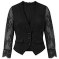 thumbnail image 6 of Lovzfmll Blazer for Women, Lace Trim Single-Breasted Suit Jacket, Dressy Slim Fit Long Sleeve Party Outerwear Black, 2XL, 6 of 7
