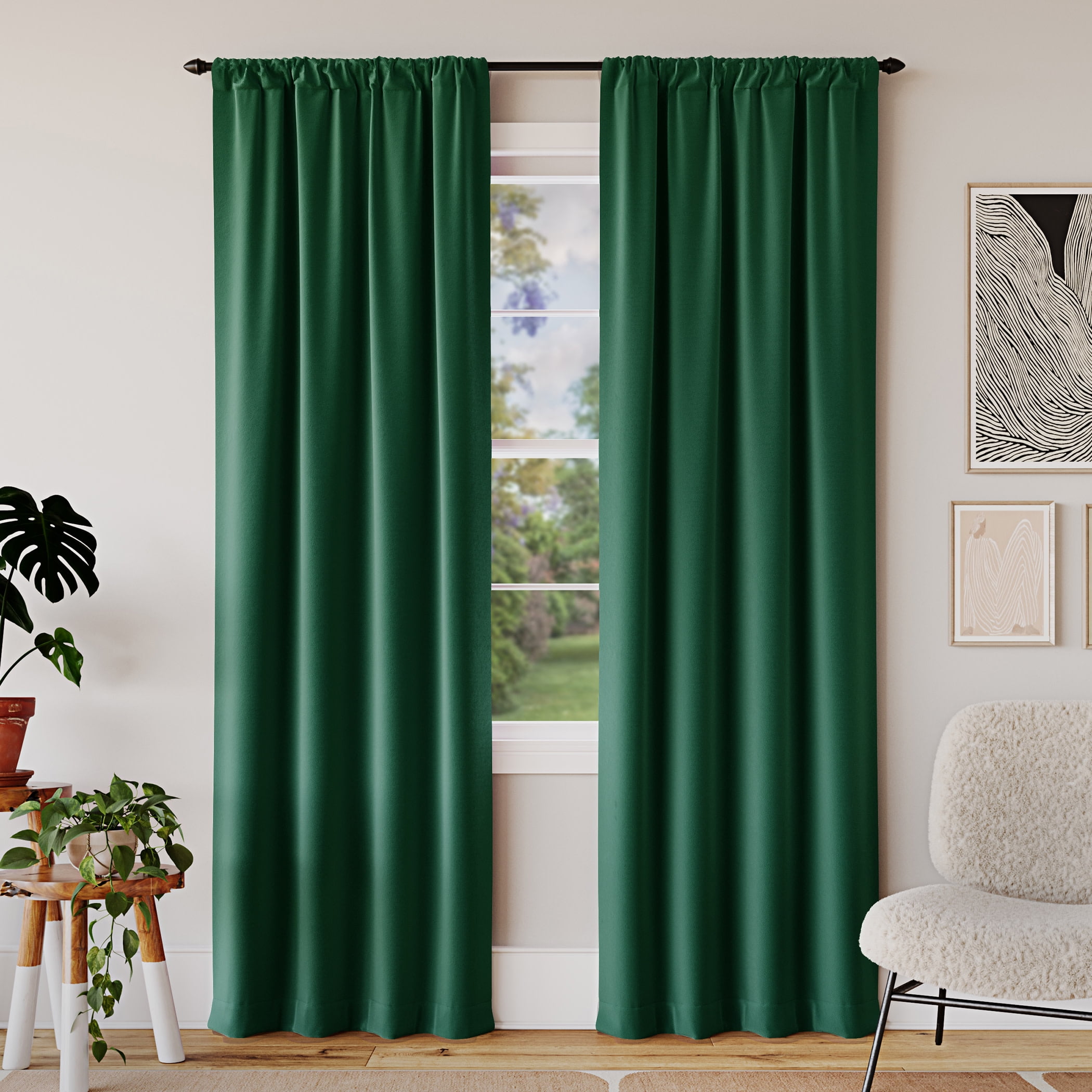 Sun Zero Rianna Theater Grade Extreme 100% Blackout Rod Pocket Curtain Panel, 40"W x 96"L, Malachite Green