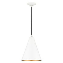 41492-69-Livex Lighting-Dulce - 1 Light Cone Pendant In Modern Style-18 Inches Tall and 10 Inches Wide-Shiny White/Polished Chrome Finish