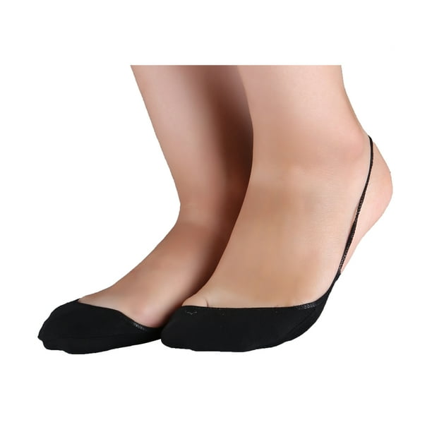 Medias medias para mujer, calcetines invisibles con cordón trasero sin talón, 10 pares Negro M