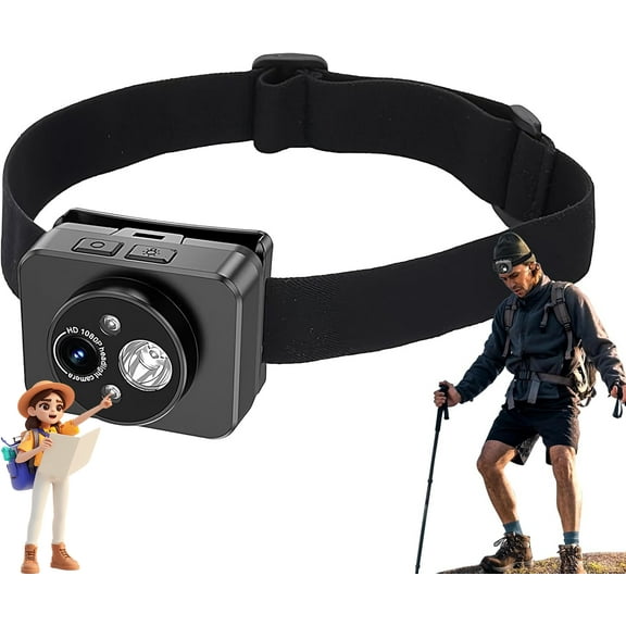 Head Camera for Recording - Head Mounted Camera, Adjustable Wearable Device with Built-in Light, Durable Structure for Adventure Use | Hands-Free Action Cam, Outdoor Sports Electronic Product