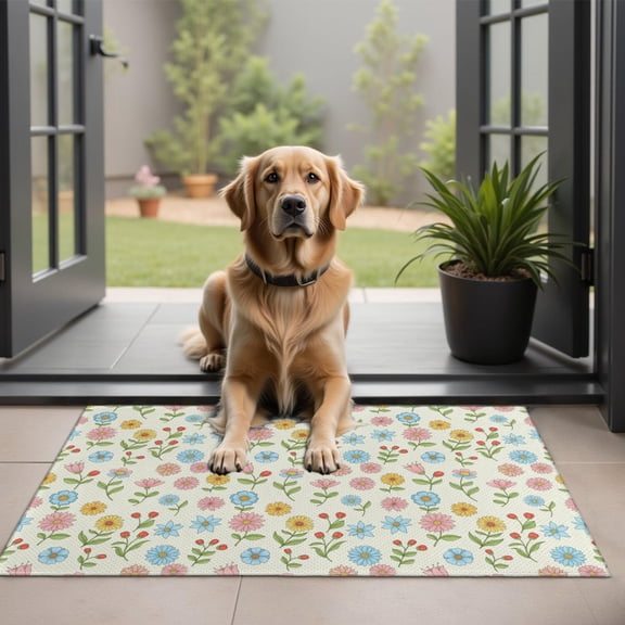 Pioneer Flower Floral Print Pattern Door Rugs,Washable Non Slip Door Mats Indoor,Decorative Door Mats,Entry Mat Indoor for Entrance,Bedroom,Kitchen,Bathroom,20"x32"