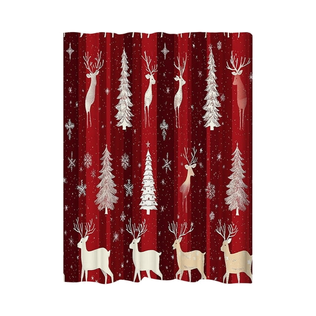Rideau de Douche de Noël Impression Numérique Crochets de Rideau de Douche Imperméables
