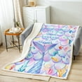 thumbnail image 2 of Mermaid Throw Blanket Mermaid Tail Sea Animal Fuzzy Blanket Fish Scales Fleece Blanket Plush Bed Blanket Rainbow Ocean Life Seashell for Women Fleece Blanket for Sofa Couch, 2 of 6