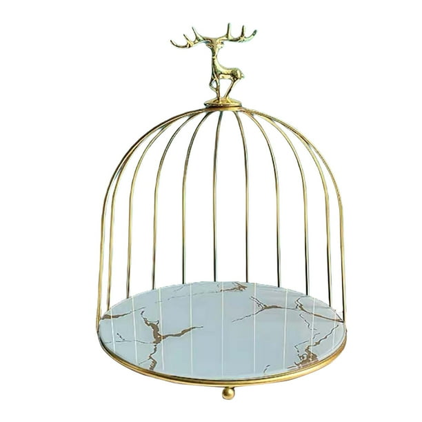 Organizador de maquillaje con forma de jaula de pájaros, soporte para cupcakes, bandeja de tocador, cosméticos decorativos para el hogar 1 nivel blanco
