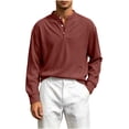 thumbnail image 3 of ZyeKqe Long Sleeve Tops for Men Corduroy Button Front Crewneck Pullover Golf Office Work Business Casual Shirts, 3 of 7