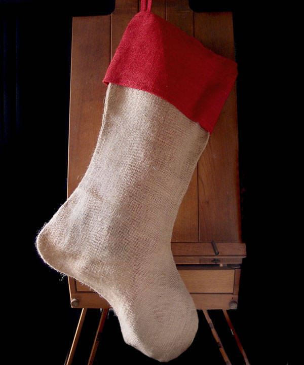 Free Shipping Natural Burlap Christmas Stocking 24 inch Pack of 6