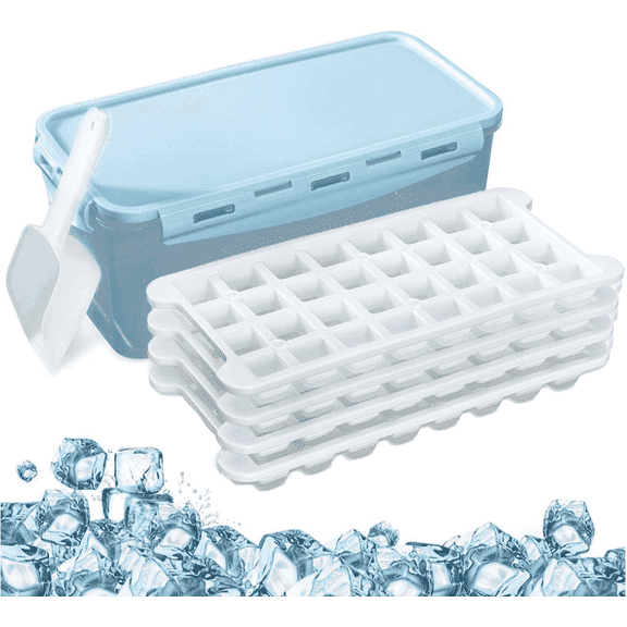 Ice Cube Trays,  4 Pieces Ice Cube Molds Round Big Ice Balls Square Diamond Ice Cube Trays, Blue