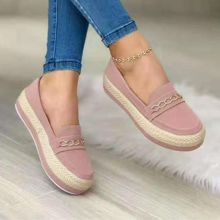 

WOXINDA Women s Casual Flats Slipon Breathable Leisure Sneakers Fashion Thicksoled Shoes Outdoor Women s Casual Shoes