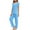 Blue, variant on Xihbxyly Womens Sleepwear Plus Size Solid Color Comfortable Pajama Sets with Pants Summer Crew Neck Short Sleeve Sleepwear