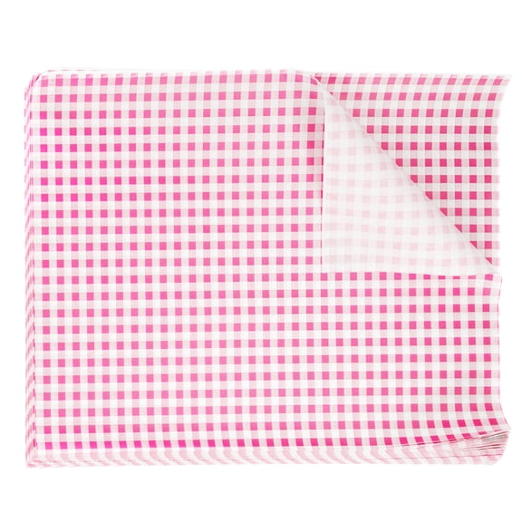 Uxcell 100pcs Square Checkered Wax Paper Sheets 15.75" x 11.81" for Sandwich Baking Paper, Pink