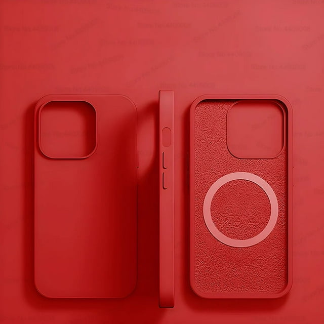 For Magsafe Wireless Charging Cases For iPhone 15 11 14 13 12 Pro Max Plus Liquid Silicone Magnetic Soft Cover Phone Accessories Red For iPhone 13