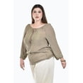 thumbnail image 2 of Blusa con detalle de borlas Roman Fashion /Tallas Extras, 225 (Café) verde 38, 2 of 5