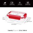 thumbnail image 2 of Starfrit Easy Lunch Rectangular Divided Container - 32oz/946ml - Airtight & Leakproof - 4-Sided Locking Lid, 2 of 5