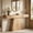 Light Brown, variant on Fnova 63" Farmhouse Console Table, Narrow Wooden Entryway Table, Geometric Base Sofa Table for Living Room, Hallway, Black