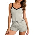 thumbnail image 2 of NominalSnug Womens Rib Knit Pajama Set Summer Lace Trim Cami and Shorts 2 Piece Loungewear with Adjustable Straps Soft Sleepwear, 2 of 6
