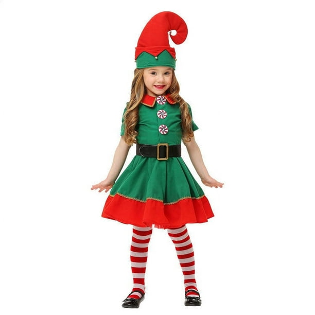 Disfraces navidenos para ninos y ninas Disfraces de Halloween Elfos navidenos para adultos Disfraces verdes cosplay Festival de disfraces para padres e hijos apto para altura 115 120 cm Walmart en lin...