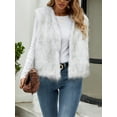 thumbnail image 3 of Rdhnmea Women Faux Fur Waistcoat Lightweight Sleeveless Open Front Short Vest Jacket Coat Outwear Gilet Casual Streetwear, 3 of 5
