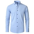thumbnail image 1 of Mens Dress Shirts Slim Fit Long Sleeve Solid Button Down - Polyester Spandex Material, 4 Way Stretch, Wrinkle Resistant, 1 of 4