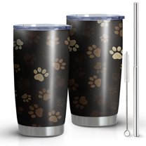 20oz Tumblers Paw Print Stainless Steel Vacuum Insulated Double Wall Travel Tumbler Cups Mug with Lid and Straw,Cleaning Brush for Cold & Hot Drinks