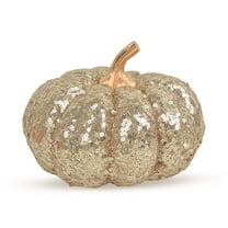 Gold Sequin Pumpkins Decor - 6.7" Artificial Glitter Pumpkin Set for Fall Table Centerpieces, Thanksgiving Halloween Indoor Outdoor Festival Ornaments