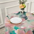 thumbnail image 6 of 60 Inch Round Tablecloth with White Lace Trim Fall Table Cover for Elegant Dining Decor Coral Floral Print, 6 of 8