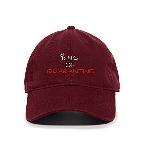 King of Quarantine Baseball Cap Embroidered Cotton Adjustable Dad Hat Burgundy
